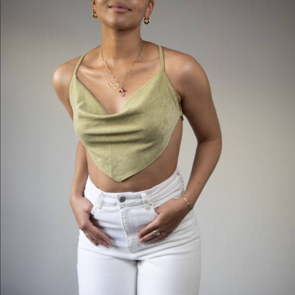 NWT  Mini Cord Scarf Crop Top - Picture 4 of 7